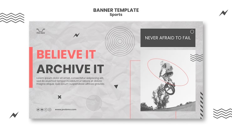 PSD Gratis templat banner olahraga desain datar