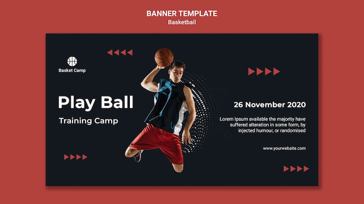 PSD Gratis templat banner untuk pelatihan bola basket