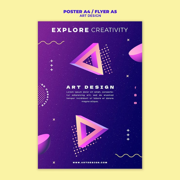 PSD Gratis templat cetak desain seni