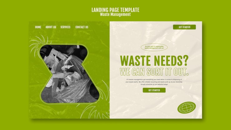 PSD Gratis templat desain halaman arahan pengelolaan limbah