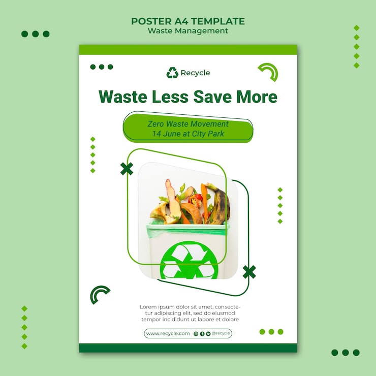 PSD Gratis templat desain poster pengelolaan sampah