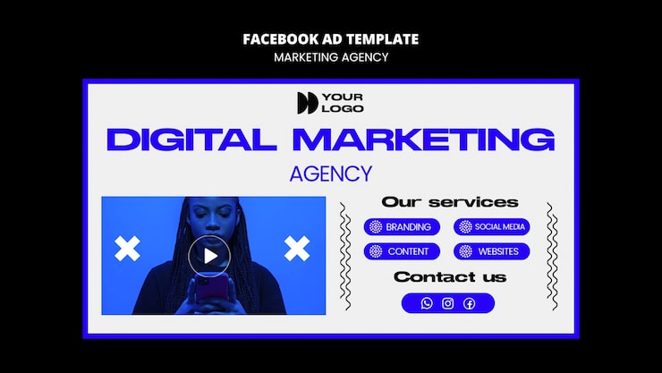 PSD Gratis templat facebook agensi pemasaran desain datar