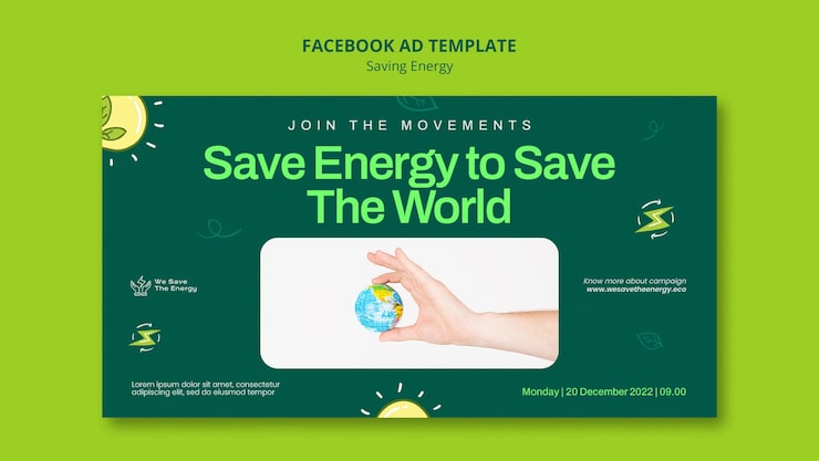 PSD Gratis templat facebook hemat energi