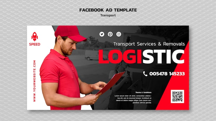 PSD Gratis templat facebook konsep transportasi