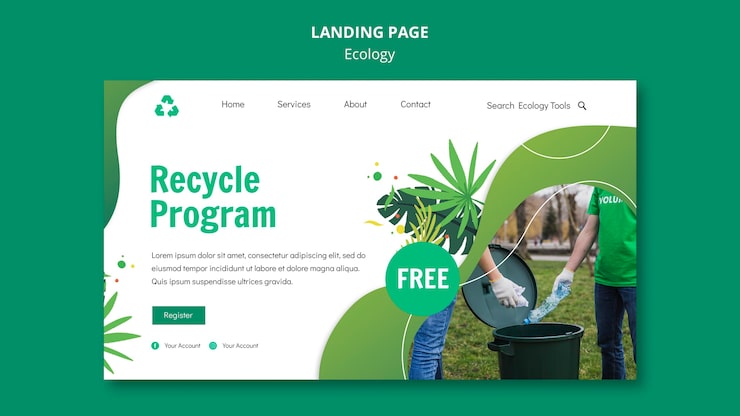 PSD Gratis templat halaman arahan konsep ekologi