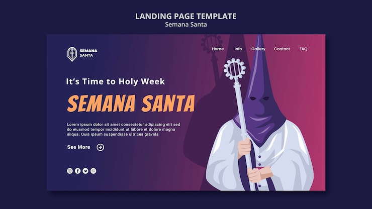 PSD Gratis templat halaman arahan semana santa yang diilustrasikan