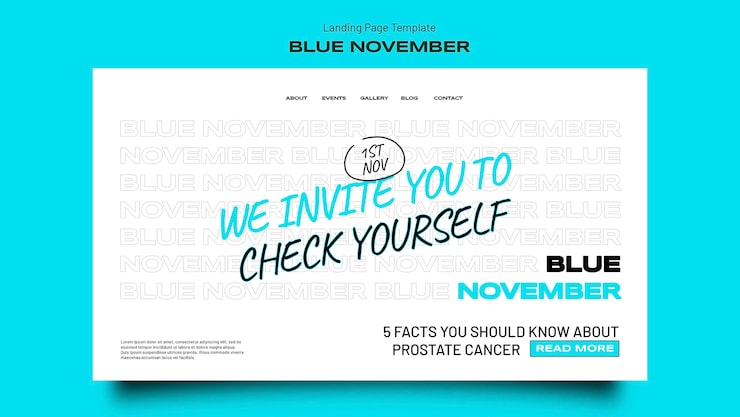 PSD Gratis templat halaman arahan untuk perayaan november biru