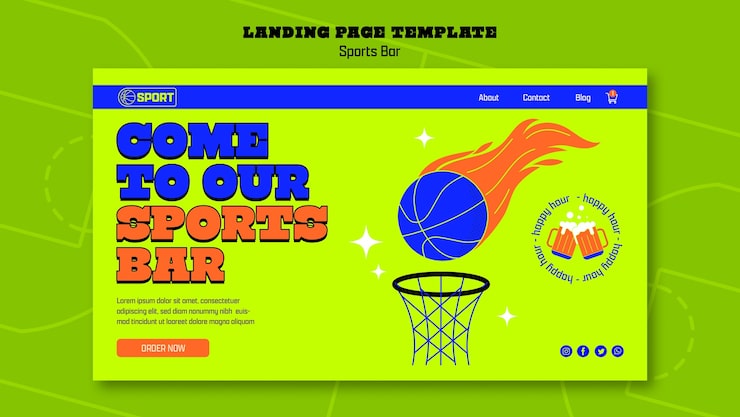 PSD Gratis templat halaman landas bar olahraga untuk penggemar dan rekreasi
