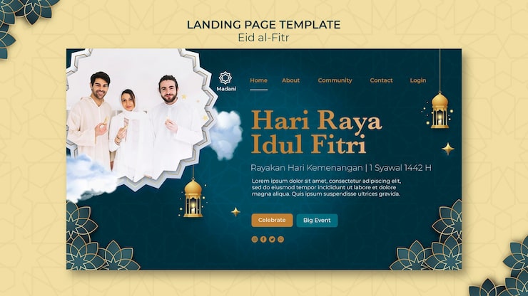 PSD Gratis templat halaman landas idulfitri