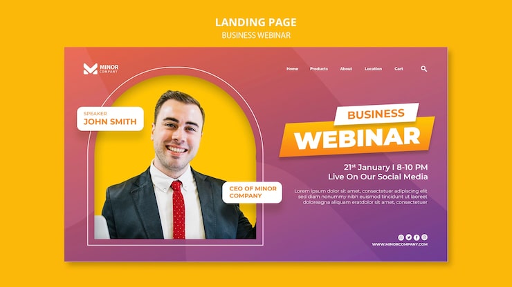 PSD Gratis templat halaman landas webinar bisnis