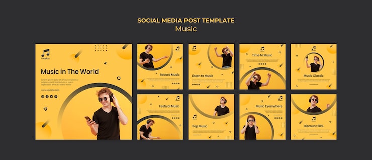 PSD Gratis templat media sosial musik