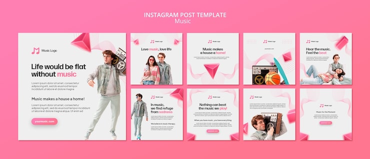 PSD Gratis templat musik desain datar