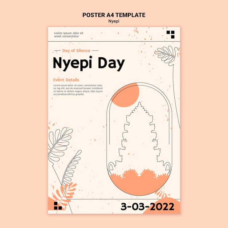 PSD Gratis templat nyepi minimalis desain datar