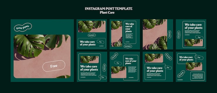 PSD Gratis templat perawatan tanaman desain datar
