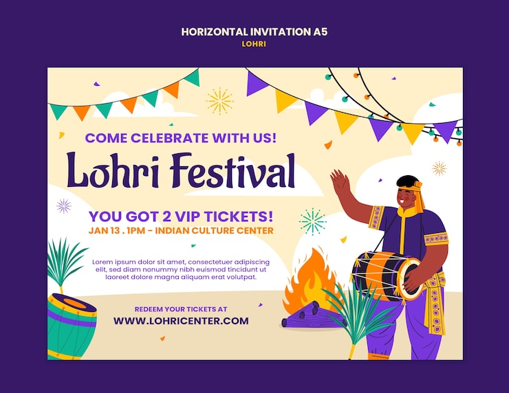 PSD Gratis templat perayaan festival lohri
