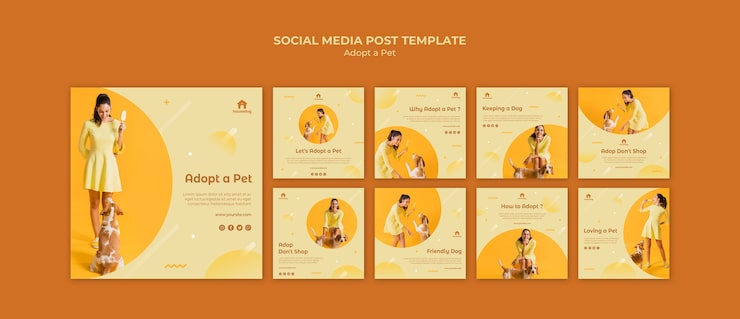 PSD Gratis templat posting media sosial adopsi anjing
