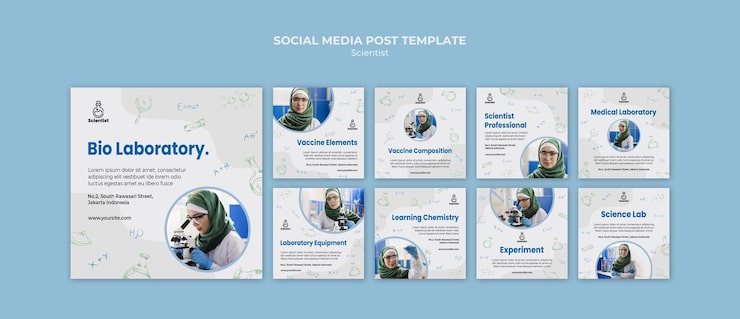 PSD Gratis templat posting media sosial klub sains