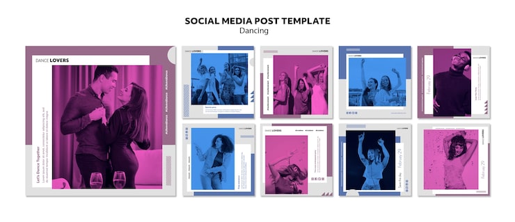 PSD Gratis templat posting media sosial menari