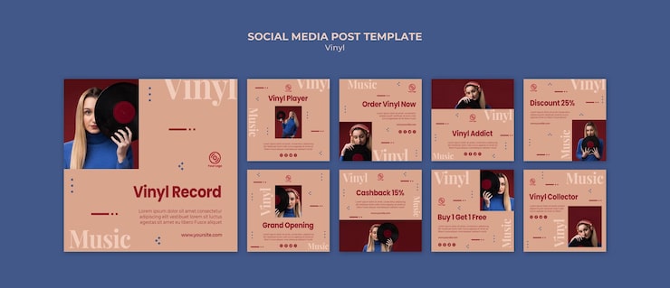 PSD Gratis templat postingan media sosial vinil