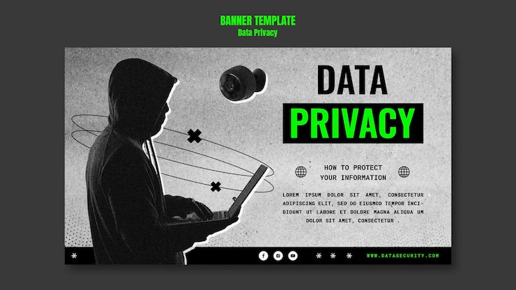 PSD Gratis templat privasi data desain datar