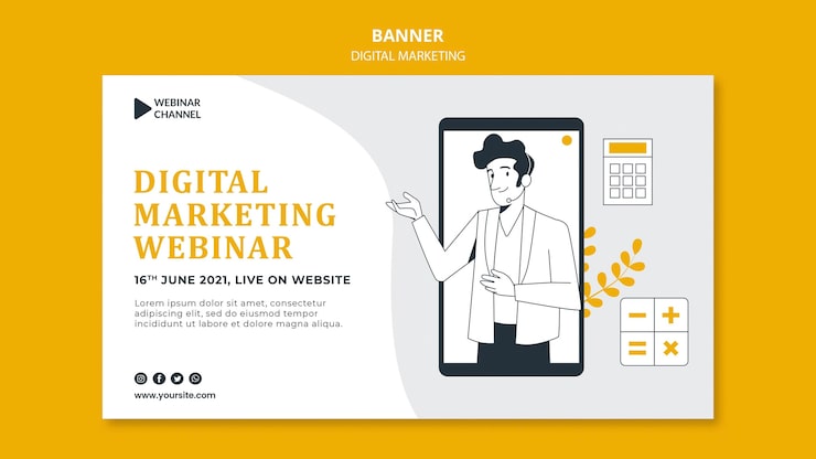 PSD Gratis templat spanduk pemasaran digital bergambar