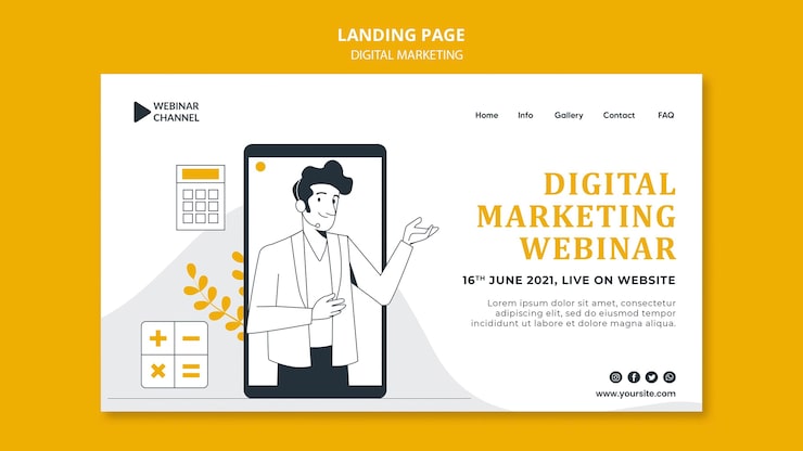 PSD Gratis templat web pemasaran digital bergambar