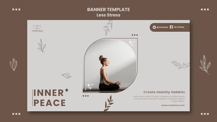 PSD Gratis template banner konsep kedamaian batin