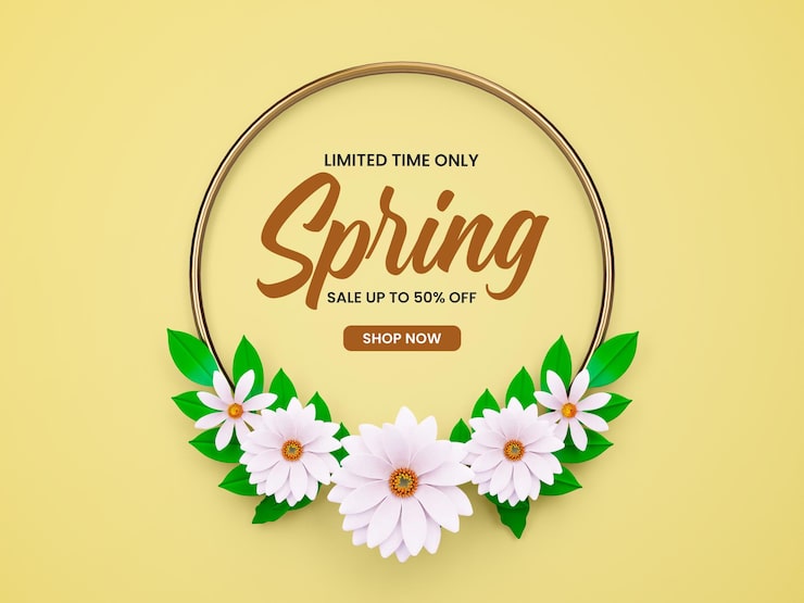 PSD Gratis template desain bunga spanduk musim semi