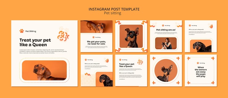 PSD Gratis template desain penitipan hewan peliharaan desain datar