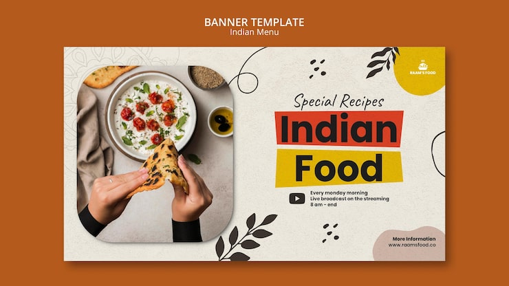 PSD Gratis template desain spanduk makanan india