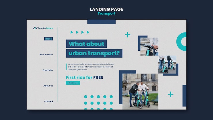 PSD Gratis template landing page konsep transportasi