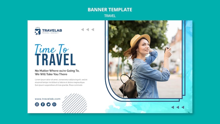 PSD gratuito tempo di viaggiare modello di banner