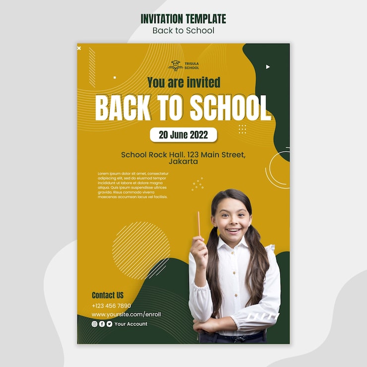 PSD gratuito torna alla progettazione del modello di invito a scuola