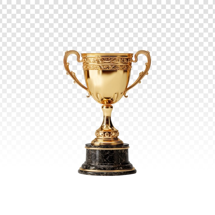 PSD gratuito trofeo de oro con base de mármol