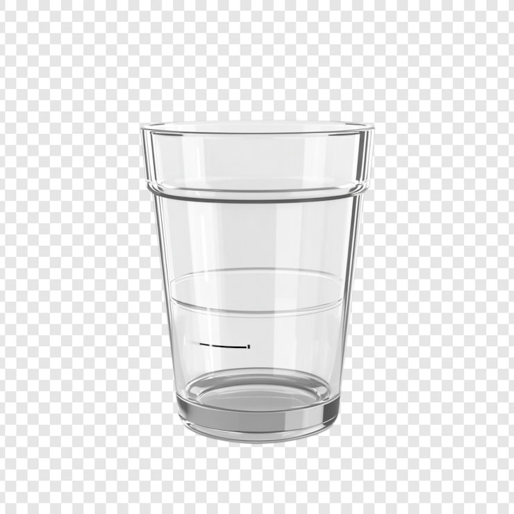 PSD gratuito tumbler de vidrio transparente sobre un fondo blanco