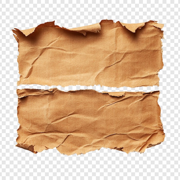 Gratis PSD twee stukken gescheurd bruin papier grunge textuur achtergrond