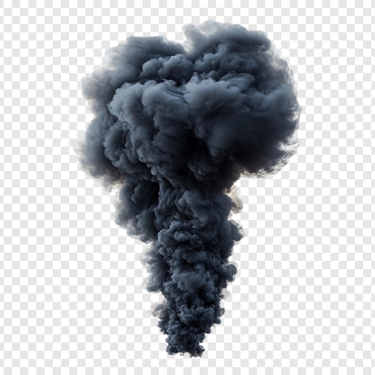 PSD gratuito un pennacchio di fumo scuro isolato su uno sfondo trasparente
