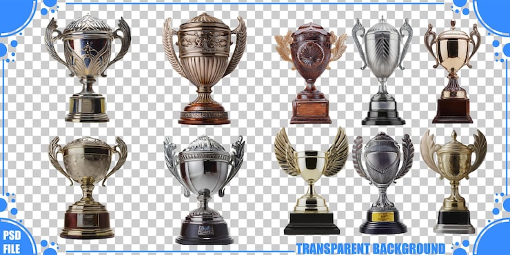 PSD gratuito varios diseños de trofeos en un fondo transparente