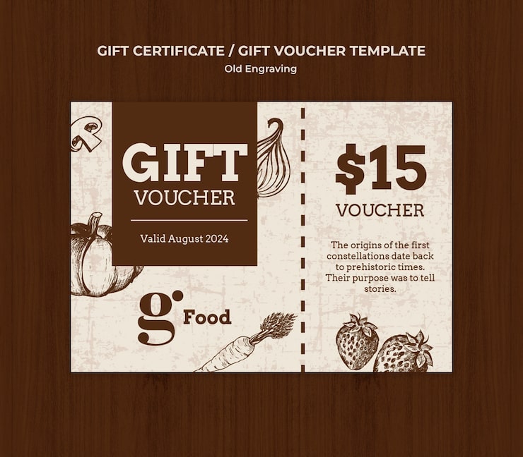 PSD gratuito vecchio disegno del modello di scheda di scheda regalo del menu di incisione