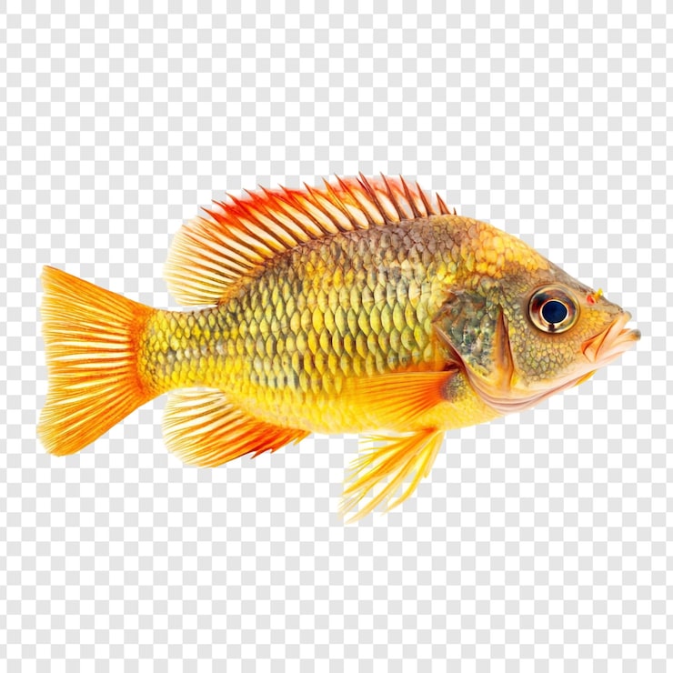 PSD gratuito los vibrantes peces amarillos y naranjas de primer plano