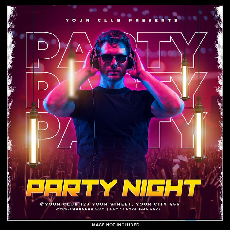 PSD gratuito volantino festa club dj post sui social media