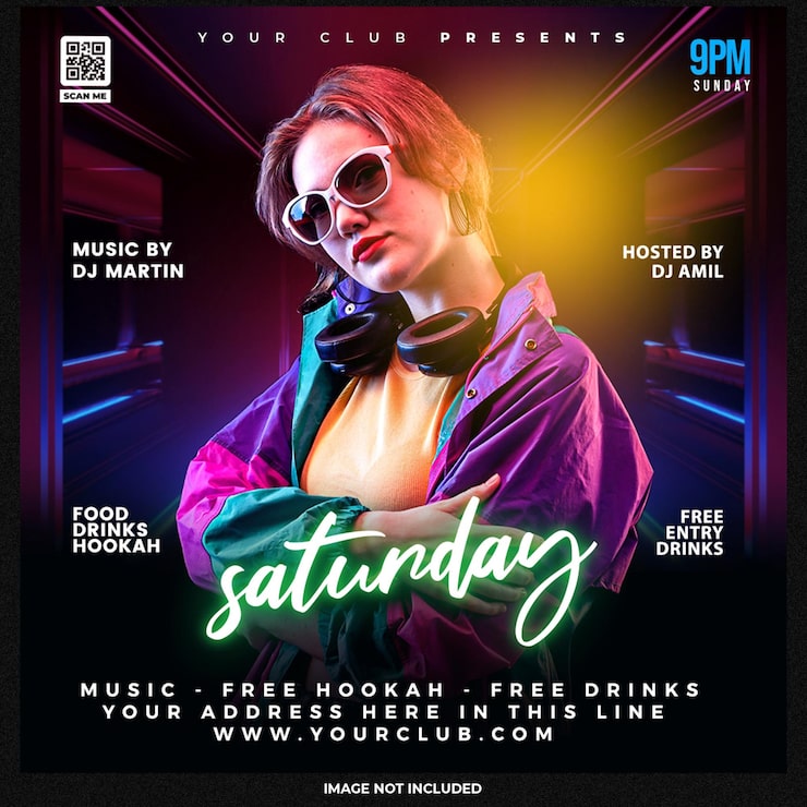 PSD gratuito volantino festa club dj post sui social media