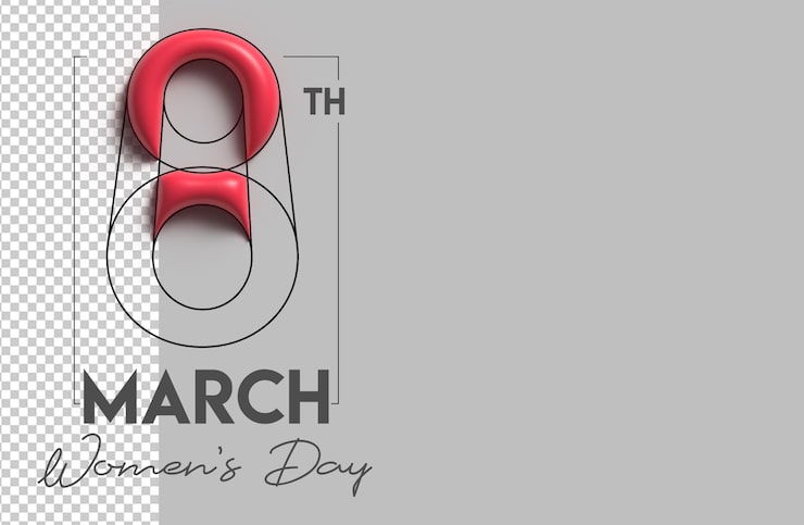 Gratis PSD vrouwendag - 8 maart ruimte voor uw tekst 3d render afbeelding ontwerp.