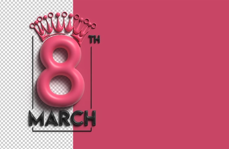 Gratis PSD vrouwendag - 8 maart ruimte voor uw tekst 3d render afbeelding ontwerp.