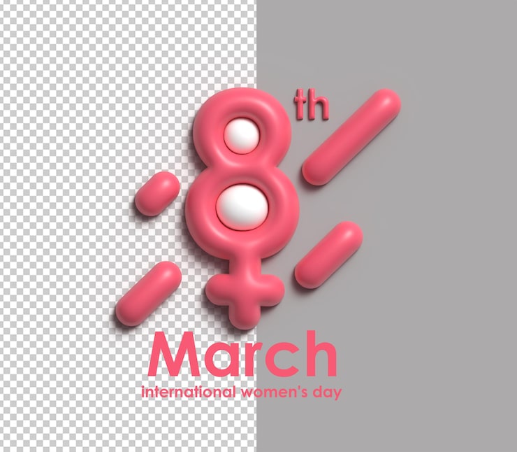 Gratis PSD vrouwendag - 8 maart ruimte voor uw tekst 3d render afbeelding ontwerp.