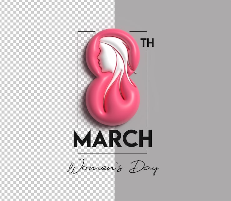 Gratis PSD vrouwendag - 8 maart ruimte voor uw tekst 3d render afbeelding ontwerp.