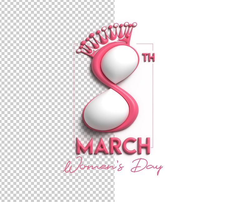 Gratis PSD vrouwendag - 8 maart ruimte voor uw tekst 3d render afbeelding ontwerp.