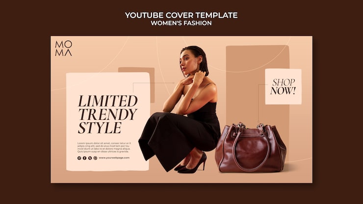 Gratis PSD youtube-cover voor damesmode