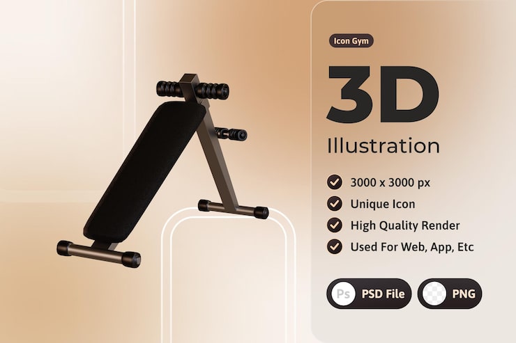 PSD gratuit 3d icon gym, banc assis