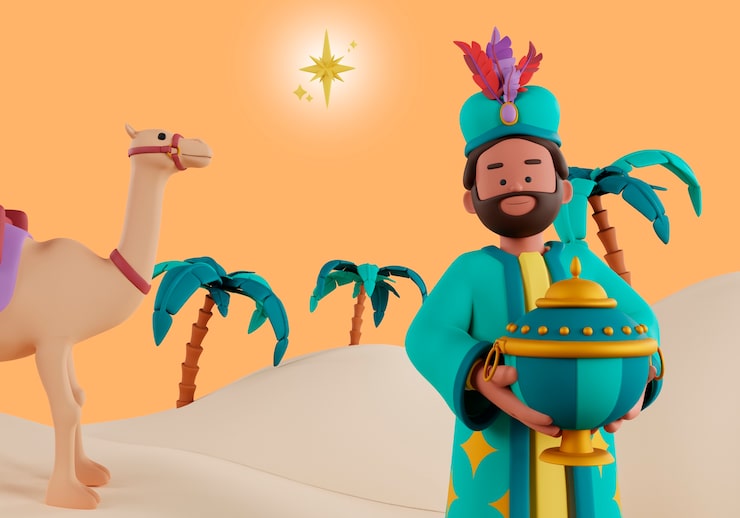 PSD gratuit 3d illustration de la célébration des trois sages